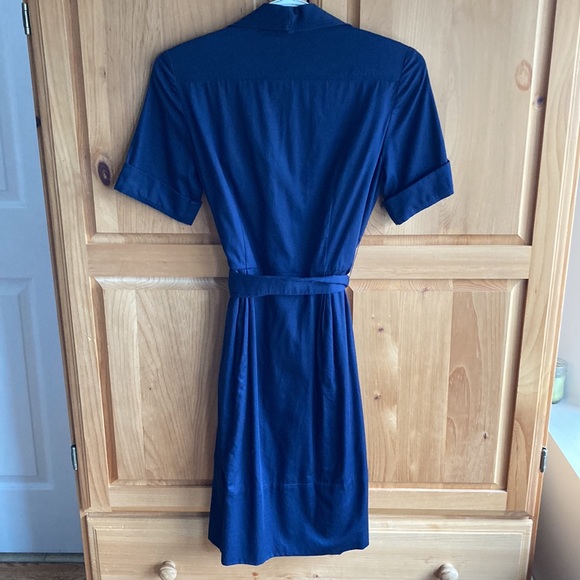 Jacob Navy Blue Belted Short Sleeve Shirt Dress - Picture 2 of 8